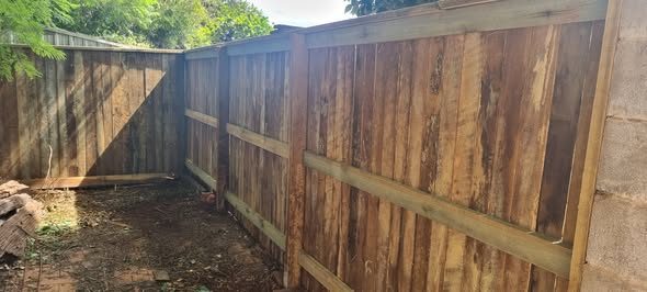 Timber paling fence enclosing a back yard
